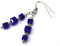 Boucles d'oreille bleu foncé en verre et acier inoxydable