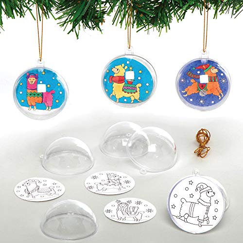 Baker Ross AX595 Festliche Lama Mix & Match Weihnachtskugel Bastelset Für Kinder - 8 Stück, Festliche Kreativsets Und Bastelbedarf Zum Basteln Und Dekorieren Zur Weihnachtszeit