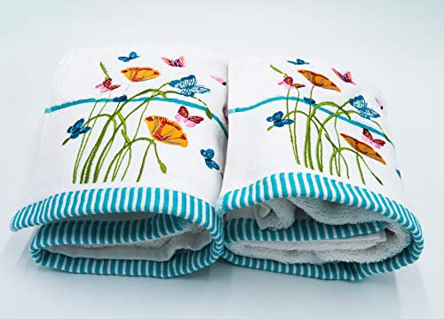 Lex's Linens 2 x Badetücher mit Blumenmuster und Schmetterlingen