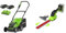 Greenworks Tondeuse à Gazon Largeur de Coupe de 36 cm avec Sac de ramassage d'herbe de 40 L et réglage centralisé de la Hauteur de Coupe en 5 Volets + 2 Batteries de 2 Ah + Chargeur + Cisaille-Brosse