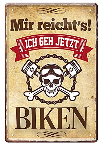 Biker Blechschild - Metallschild mit witzigen Spruch für Motorradfahrer Biker - Retro Deko Schild für Garage Werkstatt - Geschenk Moped Mofa Roller Bike Chopper Tourer Cruiser Cafe Racer - 20x30cm