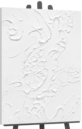 YS-Art Luxus Abstrakt Acryl Gemälde auf Leinwand Life VI handgemalt Wandbilder Wohnzimmer modern Wohndekor Praxis Lobby Weiß Bild echtes Kunstwerk 120x80 cm