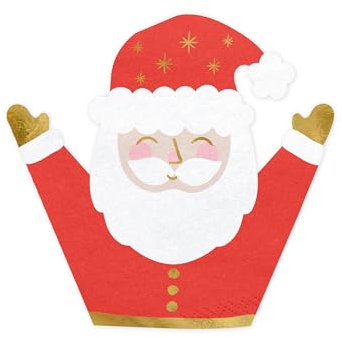 Servietten Weihnachtsmann 16x15cm 20 Stück 3-lagig - Serviette Weihnachten Nikolaus - Einweg Papierservietten Weihnachtsservietten - Weiß Rot Gold