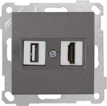 Unterputz/Einbau USB und HDMI Steckdose/HDMI & USB Kombination UP · Anthrazit/Dunkel · CANDELA