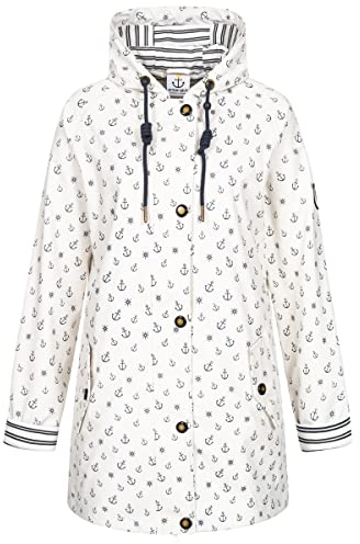 Ankerglut Damen Damen Friesennerz Regenmantel Regenjacke mit Kapuze Wasserdicht Wetterfest Windbreaker Übergangsjacke #Ankerglutzauber Regenjacke