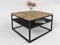 lukmebel Couchtisch Nova mit Regal Modern für Loft-Räume Pulverbeschichteter Edelstahl 16mm Tischplatte 68,5x68,5x48cm Ergonomisch Bequem Schwarz/Wotan-Eiche