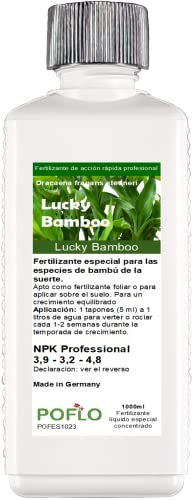 POFLO Lucky Bamboo Fertilizante para bambú de la suerte, línea profesional de abono completo de ALTA TECNOLOGÍA NPK para el bambú Dracaena sanderiana (1000ml)