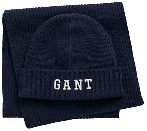 GANT Unisex Beanie Scarf Gift Set Mütze und Schal, Marine, Standard (2er Pack)