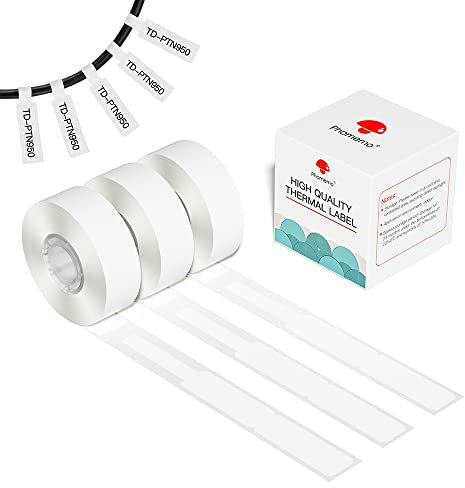 Phomemo D30 D30Pro Lot de 3 rouleaux de papier autocollant pour imprimante thermique - 12,5 x 74 + 35 mm - Pour la revente des supermarchés - Blanc