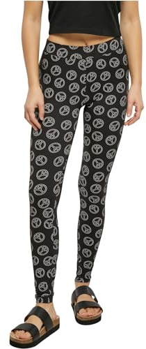 Urban Classics Women's Ladies Soft AOP Leggings Pants, Blackpeace, XXL