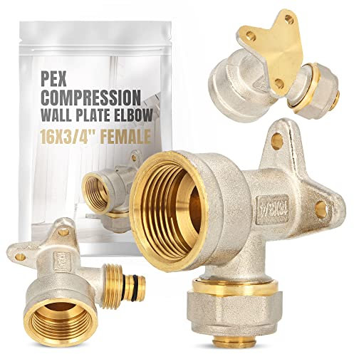 PEX - Arco con disco de pared, 16 x 3/4 pulgadas, IG, calentador de agua, pieza en V, accesorio de rosca, placa de pared, codo, tubería, conector de tuberías, sistemas de calefacción sanitaria