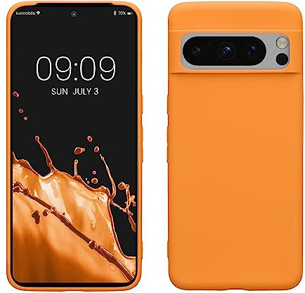 kwmobile Hülle kompatibel mit Google Pixel 8 Pro Hülle - weiches TPU Silikon Case - Cover geeignet für kabelloses Laden - Fruity Orange