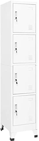 Homgoday Cabinet with Lock White 38 x 45 x 180 cm in Steel, Closet Closet Shelves for Internal Wardrobe with 4 Doors, Outdoor Cabinet, Outdoor Furniture, Broom Holder for Indoor Bathroom