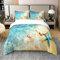 Ozean 100% Waschte Baumwolle Bettbezug 200x200 Strand Bettwäsche Set Küsten Natur Thema Muster Teal Tröster Abdeckung Mädchen Hawaiian Steppdeckenbezug Seewelle Tier Seesterne Bett 2 Kissenbezüge,Blau