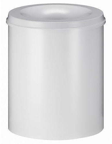 PROREGAL Selbstlöschender Papierkorb & Abfallsammler aus Metall | 80 Liter, HxØ 54x47cm | Weiß