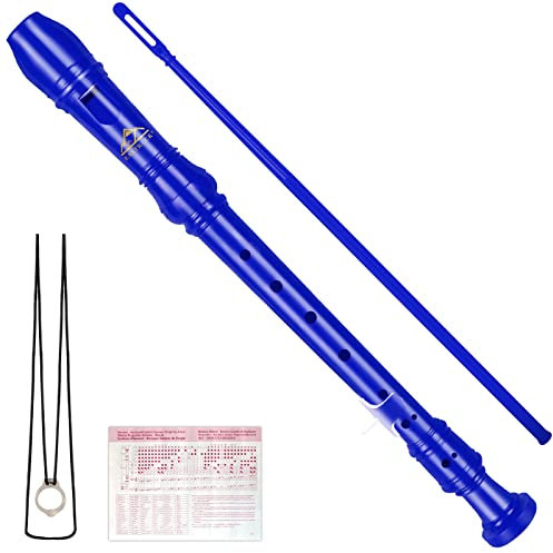EastRock Sopranblockflöte Querflöte C Key Recorder Deutsches Instrument 3-teilig für Anfänger Student Marineblau