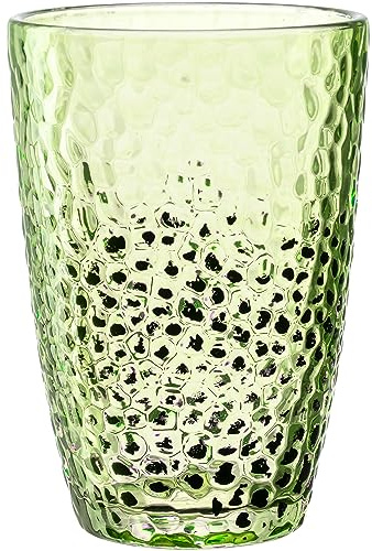 LEONARDO Matera Trinkglas - Becher aus hochwertigem Glas in Hammerschlagoptik - Inhalt 340 ml - Handarbeit - Spülmaschinenfest, robust - Trinkgläser in grün