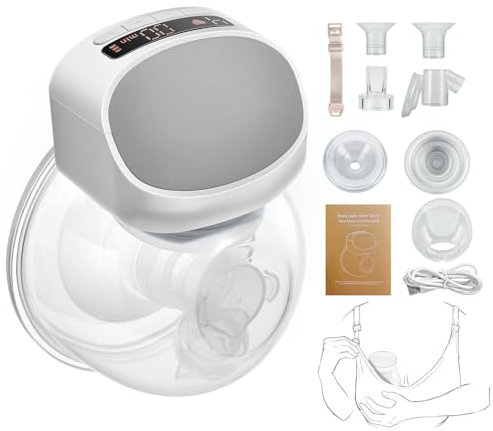 SenDeluz Wearable Electric Breast Pump, Breast Pumps Hands Free with 2 Mode & 9 Levels, Rechargeable, Leak-Proof Design Electric Breast Pumps, 24mm Wearable Breast Pumps, Includes 19/21 Flange