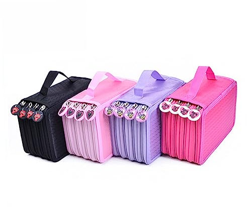 OATIPHO Federmäppchen Mit 72 Fächern Buntstiftetui Aus Polyester 4-lagig Pink Für Aquarellstifte Gelstifte Und Bleistifte Reiseetui Für Künstler Und Schüler