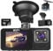 Nuision Dash Cam Front and Rear Inside 3 Channel, Dashcam for Cars with 64GB Card, 1080P Wireless Dash Camera with Night Vision, 2 IPS Screen, 170°Wide Angle, G-Sensor, Loop Recording,Parking Monitor