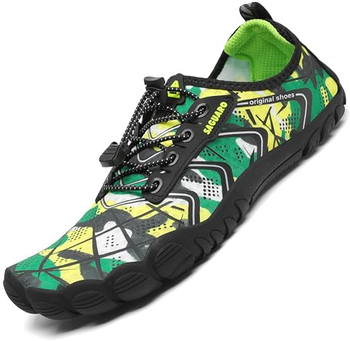 SAGUARO Sommer Unisex Badeschuhe Herren Schnell Trocknend Fitnessschuhe Damen Barfussschuhe Dicke Sohle Oliv-grün Gr.43