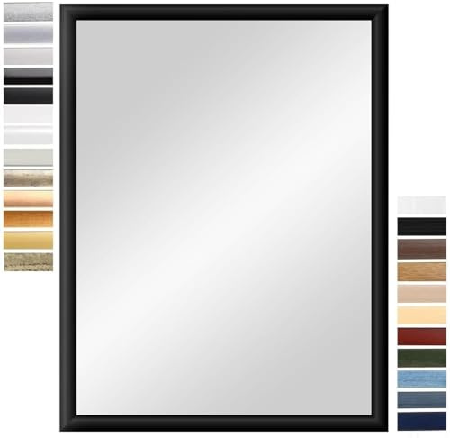 PrimeLuxe Wandspiegel 50 x 100 cm (Außenmaß) in Schwarz matt | Farbe und Größe wählbar | Ganzkörperspiegel | Bad & Flur Spiegel | mit Holz Rahmen | Made IN Germany