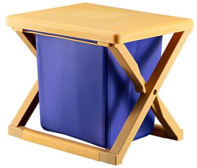 Toilette Portable Pot De Chambre Adulte avec Couvercle Pot Camping WC Seche Seau Hygiénique Voiture Pliable Camion Tabouret Seau De Pêche Urgence Utilisation Voyage Poubelle (Yellow,23x28x24cm)