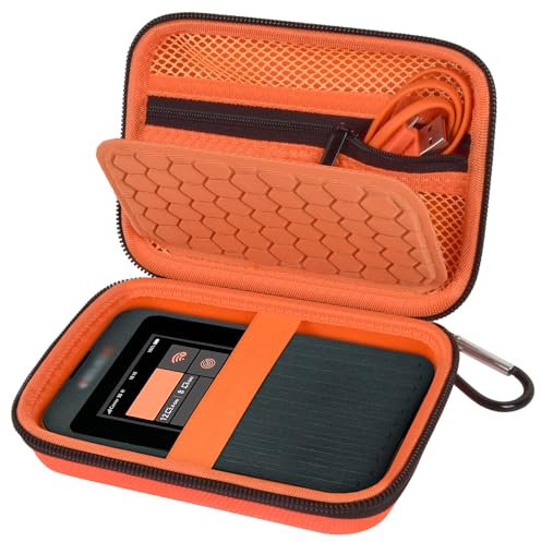 Hard Case Compatible with SIMO Solis 5G WiFi Mobile Hotspot, Travel Router for Hotel WiFi Storage Holder Bag with Mesh Pocket for Charger USB Cable and Accessories (Box Only) - Orange