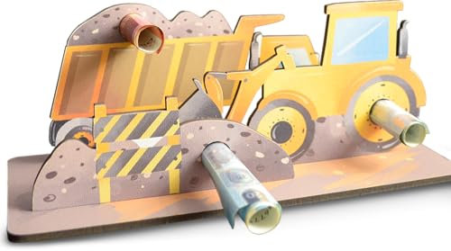 Baustelle Mit Bagger - Bagger 3D-Holzkarte | Geldgeschenke, Glückwunschkarte Zum Kindergeburtstag Für Mädchen Und Jungen