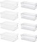TESIN 8 Pcs Plastic Storage Bins for Freezer, Pantry, Countertop, Cabinet Organization, Stackable Food Storage Organizer with Handles, BPA Free, 25 x 15 x 7 cm, 25 x 10 x 7 cm