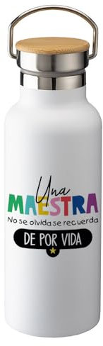 Botella Termica Tapon de Madera Regalo Día del Profesor/a Maestro/a Regalo Profesor/a (LETTERING)