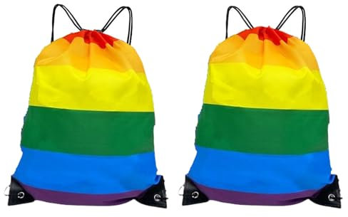 JCKD 2-teilig Regenbogen Kordelzug Rucksack, Fitness Tasche, Unisex Sporttasche, Kordelzug Tasche, geeignet für Sport, Reisen, Schule, Strand, Sport, Fitnessstudio, Yoga, Schwimmen