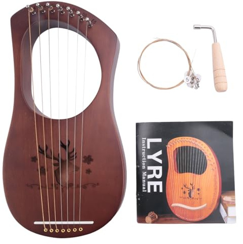 Janasiba Lyre harpe à 7 cordes en acajou en métal