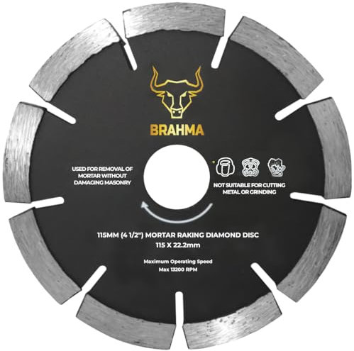 Mortar Raking Diamond Disc 115mm (4.5) For Removing Mortar from Brick & Block Work with an Angle Grinder