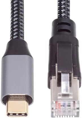 NFHK Cavo da USB-C a Ethernet, da USB di tipo C a RJ45 maschio, direttamente collegato alla rete LAN Gigabit 1000 Mbps, compatibile con Thunderbolt3