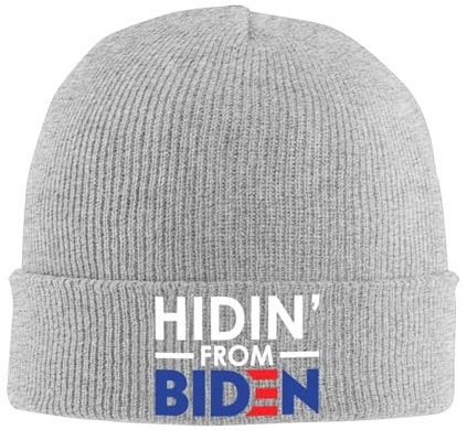 Strickmütze Sich Vor Biden Verstecken – Lustig Wintermütze Unisex Beanie Mütze Bequeme Cuffed Hats Für Running Camping Wandern