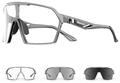 SCVCN Fahrradbrille Selbsttönend Herren Damen MTB Brille Photochrome Rennrad Sonnenbrille Klar Sportbrille Radsport - S327
