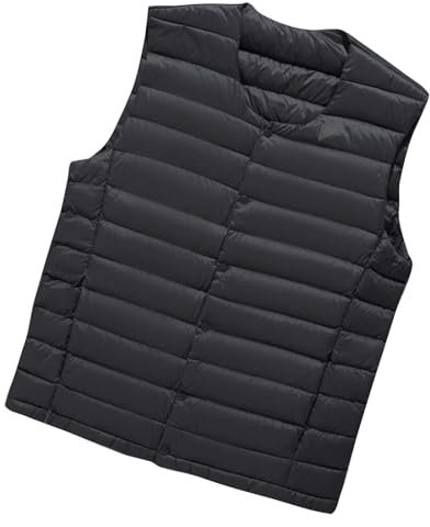 Generisch Weste Herren Winter Steppweste Mit Taschen Reissverschluss Herrenweste Vest Ärmellos Jacke Übergangs Daunenweste mit Kapuze Sportweste Übergangsjacke Bodywarmer Outdoor