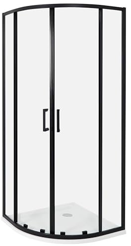 Cabina de ducha vidrio templado puerta doble corredera negro 80 x 80 x 185 cm Jukatan