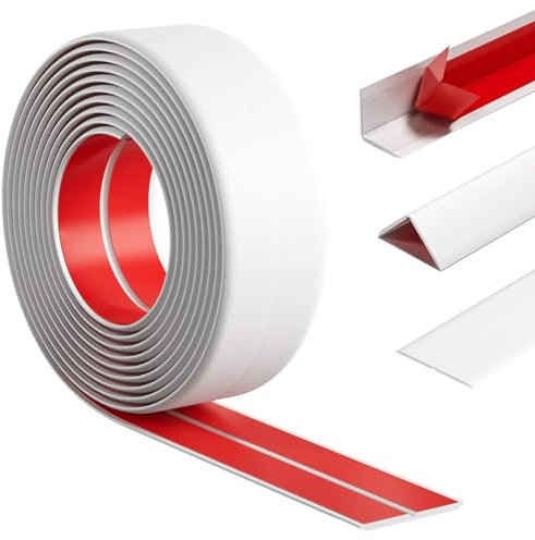 Rodapies Autoadhesivo, 2CM x 2CM x 3.5M de Rodapie PVC Blanco, Flexible Zocalos Autoadhesivos Pared de Ancho Zócalos Decorativos para Cocina y Baño