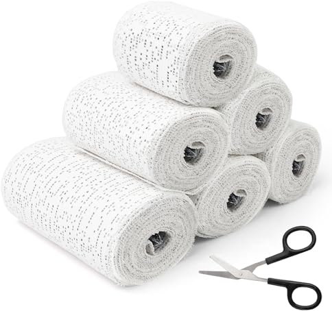 5/7.5/10cm x 2.7m Ventilato Rotoli Bende Gessate, 6 Rotoli Asciugatura Rapida Benda in Gesso, Eccellente Plasticità Benda di Gesso per Modellare, Rotolo Garze Gesso per Viso Corpo Torso Pancia Incinta