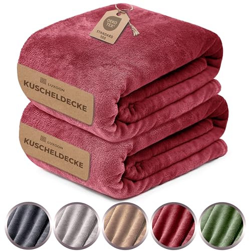 Luxoon Fleecedecke Flauschig Warm Winter – Kuscheldecke für Gemütliche Winterabende, Ultra Weich und Wärmend, Ideal für Sofa und Bett, 100% Polyester, Farbe 2er Pack 150x200cm, Bordeaux