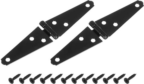 sourcing map 2Pcs Strap Hinges, 3 Inch Shed Door Hinges Heavy Duty Gate Hinge Tee Hinge with Screws for Wooden Fences Yard Doors Barn Gate, Black