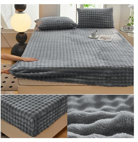 OREZAUQS Plüsch-Spannbettlaken, Einfarbig Weich Bequem Warme Flauschige Plüsch Spannbetttuch, Bettlaken mit Rundum Gummizug, Baumwolle Laken für Bett für alle Jahreszeiten (Dunkelgrau,90 * 200 cm)