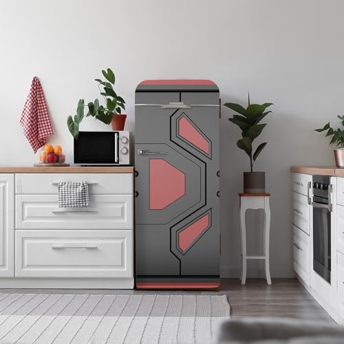 Alwayspon Vinilo autoadhesivo para nevera, 56 x 163 cm, diseño de puertas futuristas, calcomanías para nevera, calcomanías extraíbles para decoración del hogar y la cocina