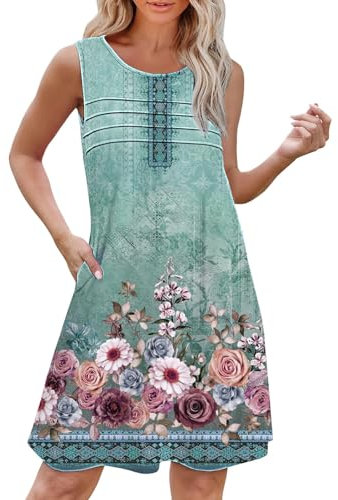 Chanpning Damen Sommerkleid Für Strandurlaub Party Strandkleid Tank Freizeitkleid Lässig Sonnenkleid Mode Blusenkleid Sexy Strandkleider Boho Hemdkleid Vintage Etuikleid Elegant Trägerkleid
