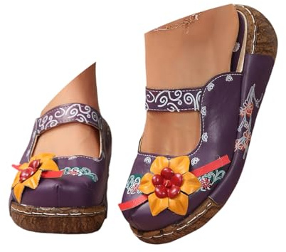 ticticlily Donna Zoccoli Casuale Pantofole con Zeppa Ciabatte a Punta Tonda Slippers Scarpe da Mare Estive retrò Sandali
