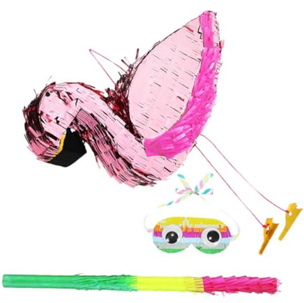 NAMOARLY 1 Set Piñata Für Kinder, Flamingo-piñata Mit Stock, Für Tropische Luau-party-vorräte, Flamingo-themen-geburtstagsdekorationen, Rosa