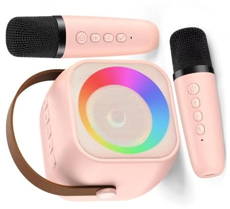 Rdxanc Small Karaoke Machine with 2 Wireless Microphones for Kids Adults Travel Portable Karaoke Loudspeak