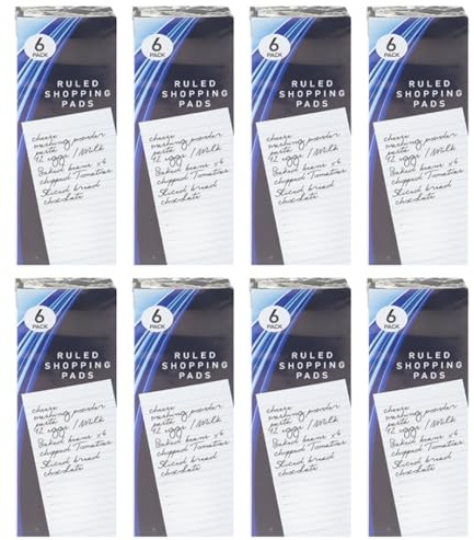 LND Gifts Shopping List Notebook Bulk Pack Of 48 Pads: Slimline Notepads, Shopping To Do List Note Book, Practical Pad for Everyday Use 75mm x 210mm with 50 Pages Per Book
